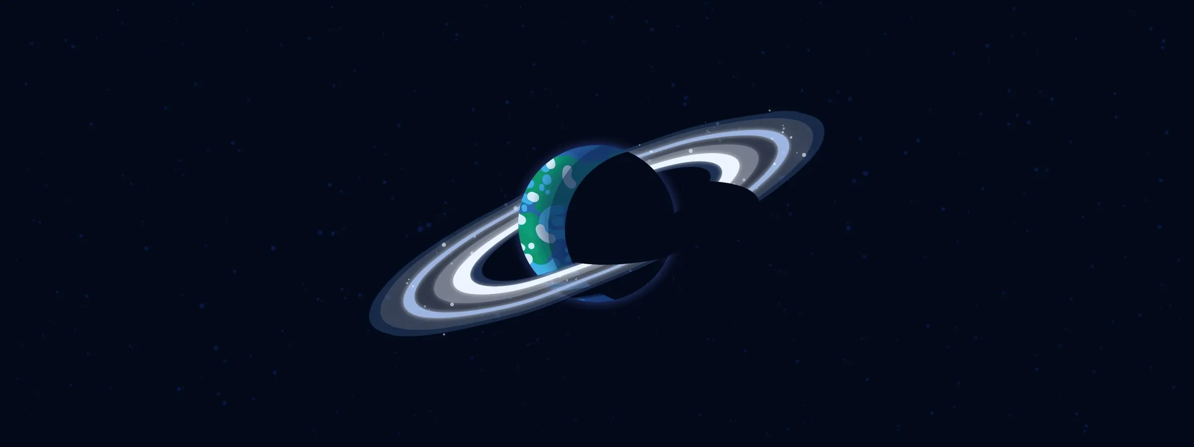 An illustration of Earth surrounded by celestial rings (presumably formed by the remains of the shattered Moon).